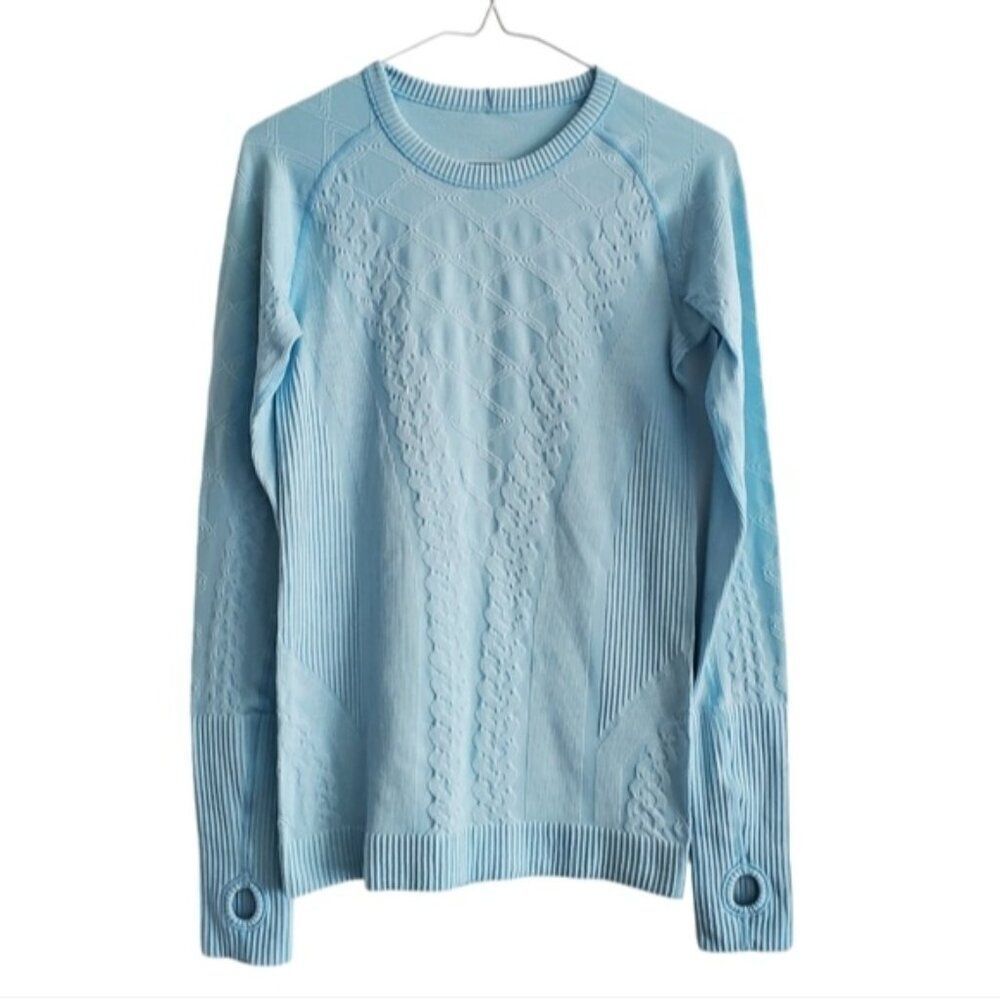 Lululemon Rest Less Baby Blue Pullover Top Size 6